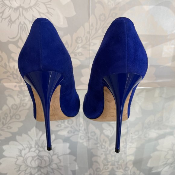 JIMMY CHOO Blue Suede Leather Pointed Toe Pumps/Heels - Picture 7 of 11
